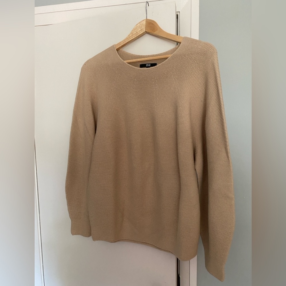 Uniqlo 3D knit camel sweater